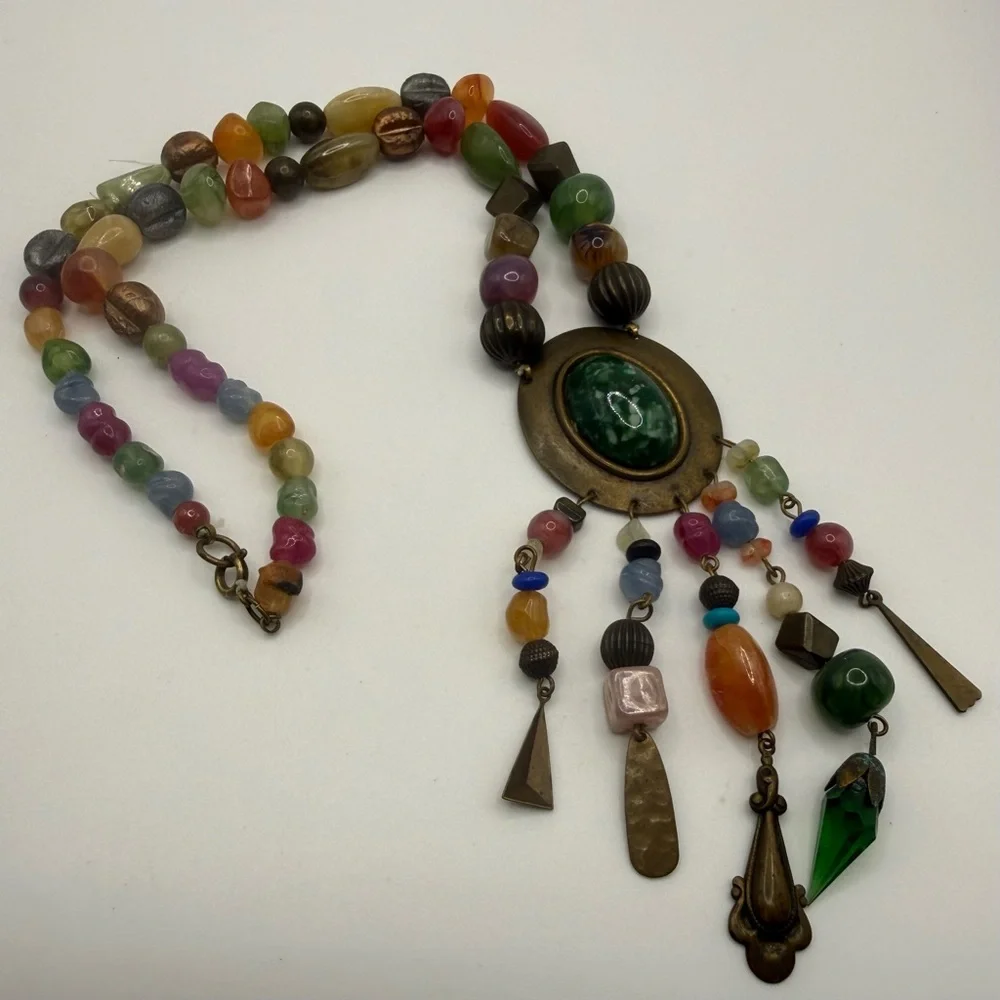Vintage early‎ 1900s beaded pendant Necklace 18